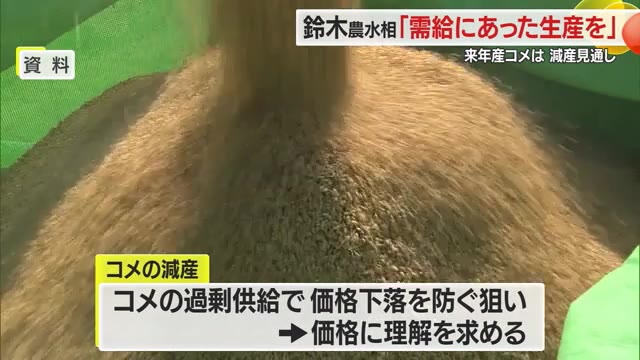 2026年産のコメ「減産」見通し　鈴木農水大臣