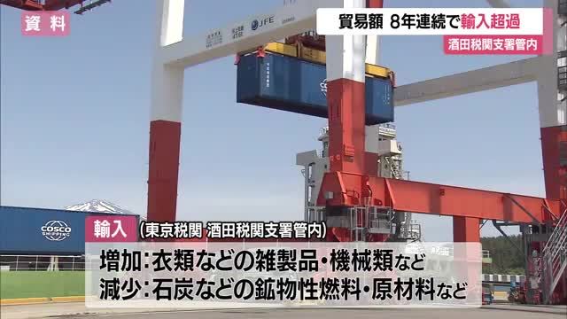 8年連続「輸入超過」486億8900万円　輸入額2年連続減少も輸出の約2倍　山形・酒田税関支署管内 画像
