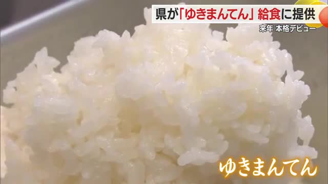 2027年デビュー「ゆきまんてん」給食に初登場！　粒大きく雪のように白いコメ味わう　山形・村山市 画像