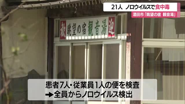 【食中毒】酒田市の宿泊施設でノロウイルス…1人入院・6～8日に食事した4グループ21人に症状　山形 画像