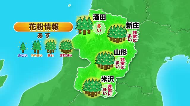 【17日の天気／山形】日差し届くも寒さ対策必要　昼前後から花粉が多く飛散する傾向・念入りに対策を 画像