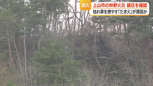 たき火が原因か...上山市鶴脛町の林野火災・9ヘクタール焼失　午後3時すぎに鎮圧　山形 画像