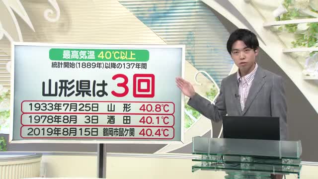 【天気／山形】気温40℃以上は3回＆週末の詳しい天気　中村友祐気象予報士の天気予報(2)　 画像