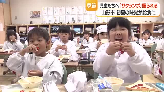 学校給食で初夏の味覚・サクランボ味わう　農業への理解・ふるさとを誇りに思う心育む　山形市・南山形地区 画像