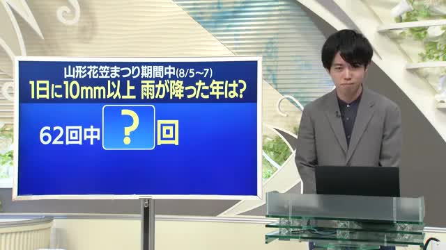 【天気／山形】天気ふりかえり＆花笠まつり雨が降った年は何回？ 　中村友祐気象予報士の予報(1) 画像