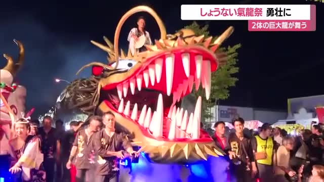 2体の巨大龍がダイナミックに舞う「しょうない氣龍祭」　五穀豊穣・町の発展願う　山形・庄内町 画像