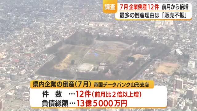 7月の県内企業倒産件数は12件・負債総額は13億円超　山形 画像