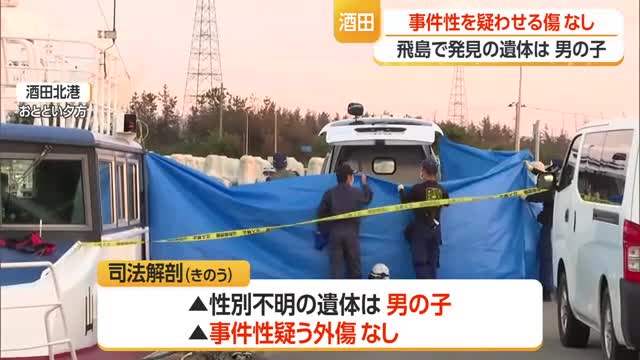 酒田市飛島で発見された身元不明の遺体・男の子と判明　DNA型鑑定で身元の特定急ぐ　山形 画像