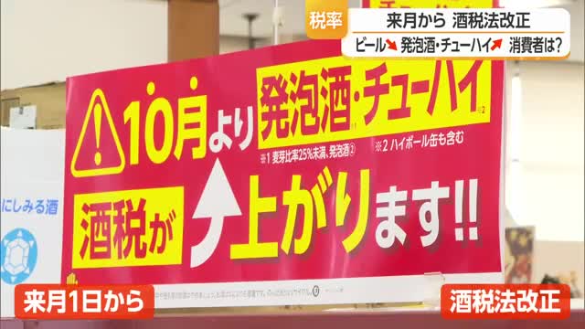 10月1日に酒税法改正・税率変更　ビール↓　発泡酒・チューハイ↑　買いだめする客も　山形 画像
