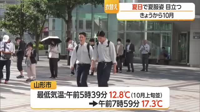 「衣替え」だけど夏日予想...冬服の割合は？　山形市の最高気温26．5℃　山形 画像