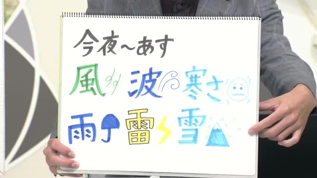 【エンドトーク】「今夜～あすは風・波・寒さ...雨・雷・雪」注意ポイント　山形 画像