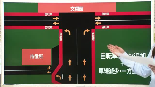 31日から社会実験・文翔館前の県道を一方通行に　街歩きしやすい町＆自転車の安全確保　山形市 画像